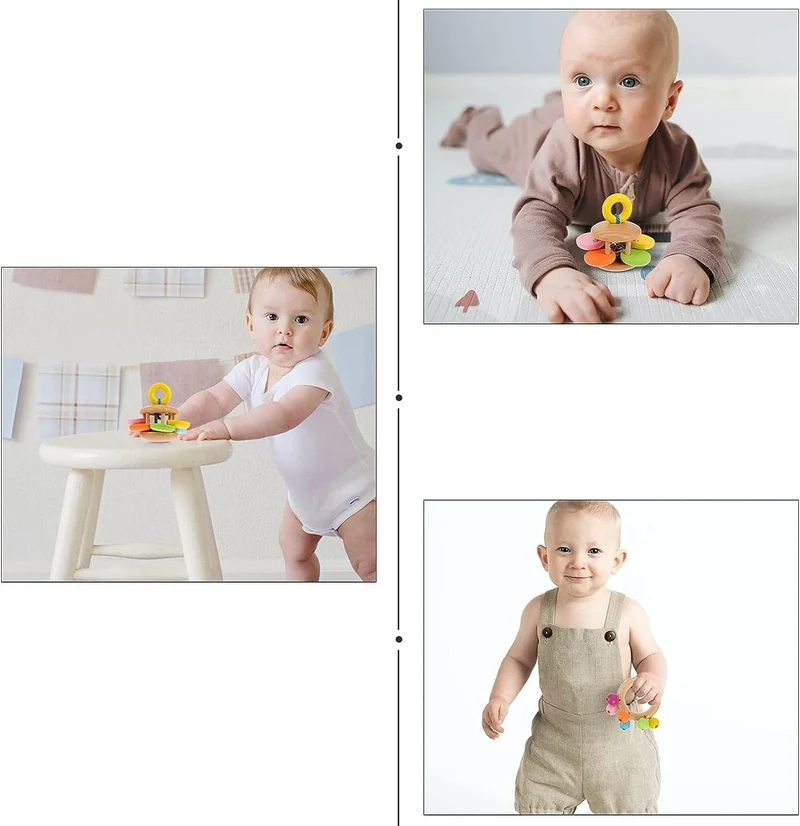 Hochet en bois Montessori - Ensemble de 4