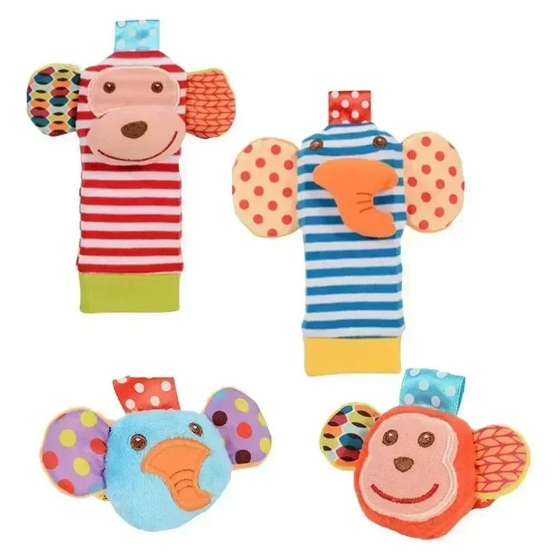 Chaussettes et bracelets à hochet Montessori pour bébé - 4 pièces