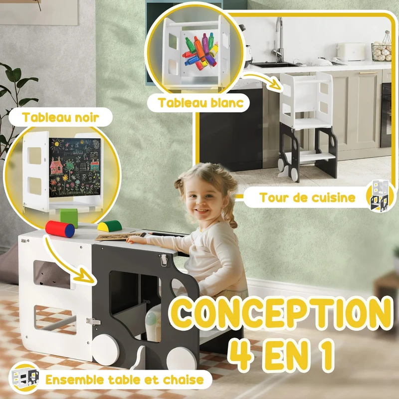 Tour d'observation : Table et chaise Montessori 2-en-1
