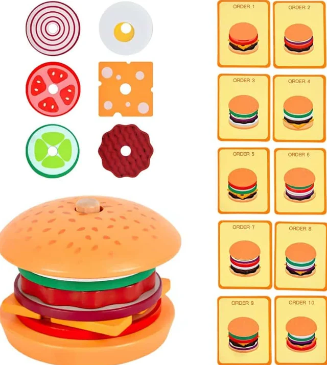 🍔 Jeu d'Empilage Hamburger Montessori – Stimulez la Créativité de Votre Enfant