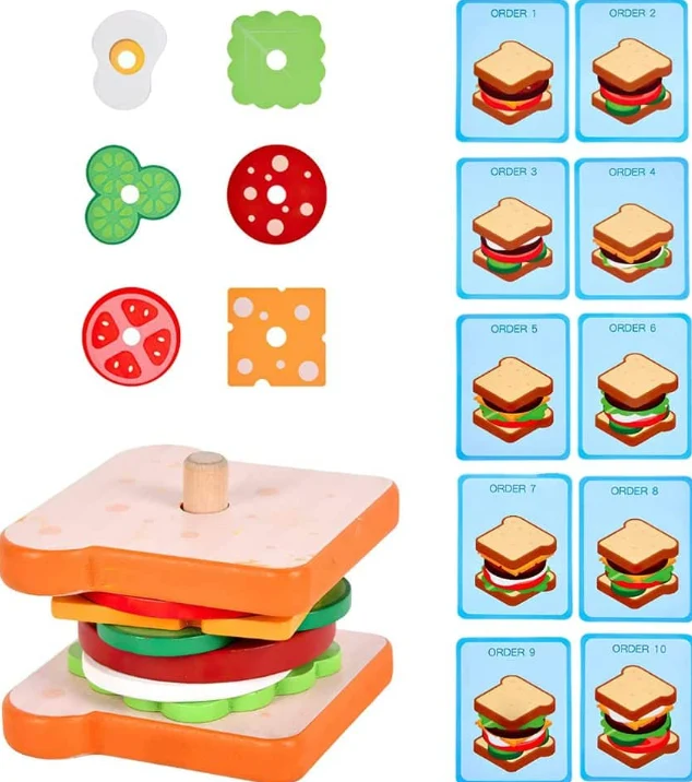 🍔 Jeu d'Empilage Hamburger Montessori – Stimulez la Créativité de Votre Enfant