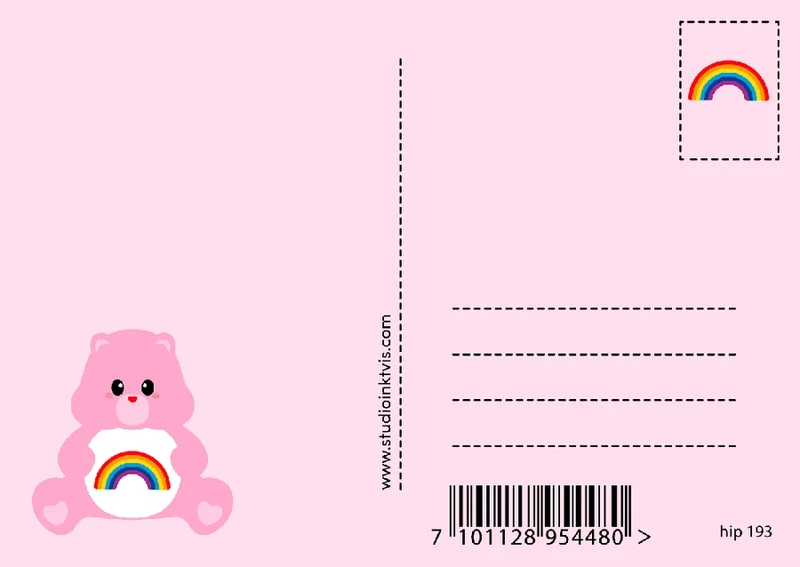 Carte postale Care Bears Amour & Arc-en-ciel – Bisounours Love & Rainbow A6