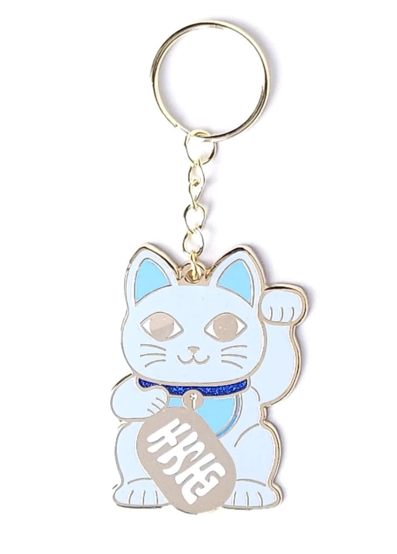 Porte-clés Maneki Neko bleu – Chat porte-bonheur japonais