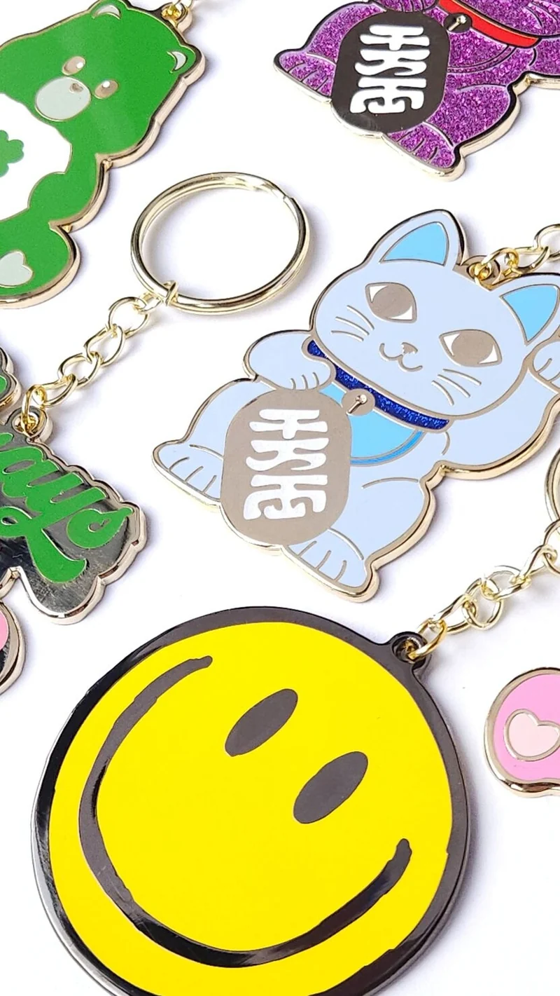 Porte-clés Maneki Neko bleu – Chat porte-bonheur japonais