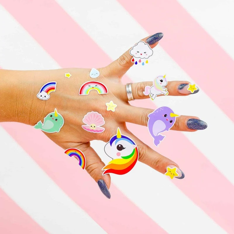 Planche de stickers Licorne & Narval arc-en-ciel – Autocollants kawaii A6