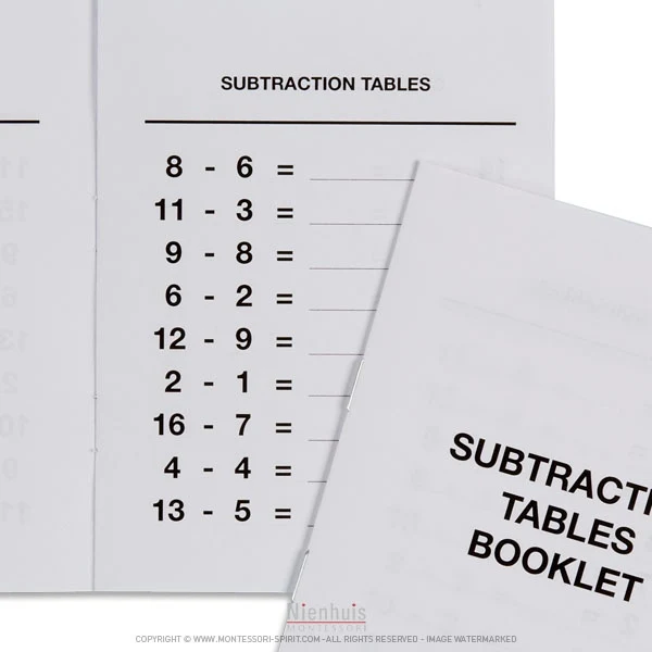 Livrets tables de soustraction n°3 (x40)