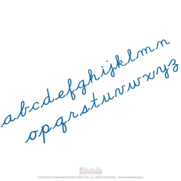 Alphabet mobile moyen : version cursif USA - bleu