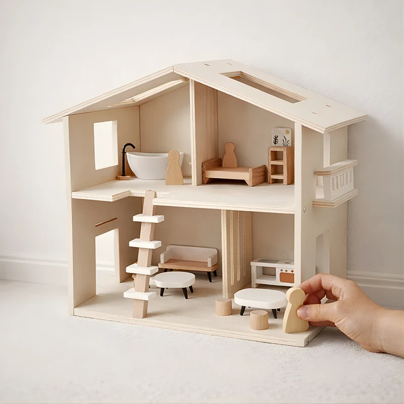 Maison de poupée Montessori en bois - Jouet pour enfant 3 ans et + JouetApprends