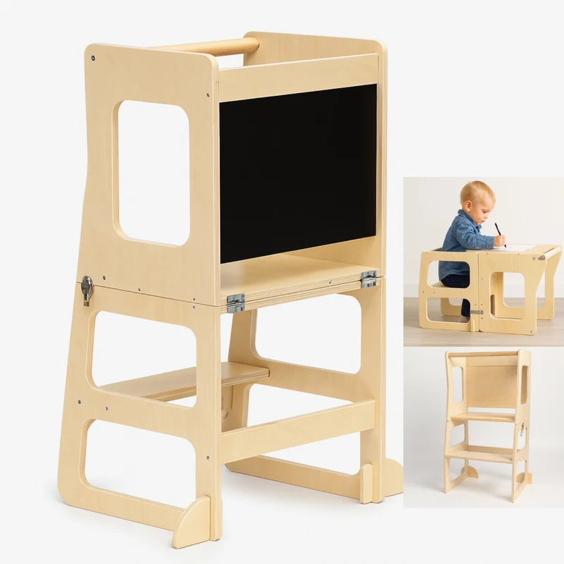 Tour d'apprentissage - 3 en 1 - Pliable en Table d'activités - Tableau dessin - Enfant 3-6 ans