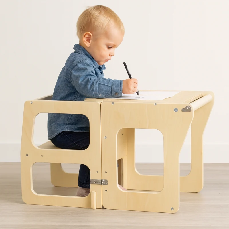 Tour d'apprentissage - 3 en 1 - Pliable en Table d'activités - Tableau dessin - Enfant 3-6 ans