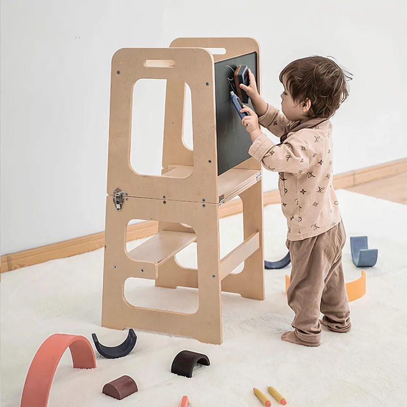 Tour d'apprentissage - 3 en 1 - Pliable en Table d'activités - Tableau dessin - Enfant 3-6 ans