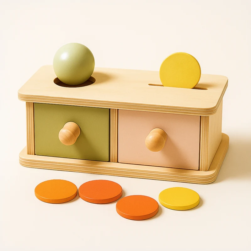 Boîte à Formes en bois - Jeux Montessori Eveil Motricité Fine et Boîte Permanence de l'Objet avec Tiroirs - Bébé 8-24 mois