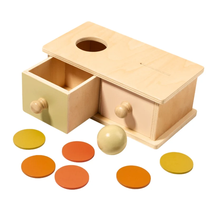 Boîte à Formes en bois - Jeux Montessori Eveil Motricité Fine et Boîte Permanence de l'Objet avec Tiroirs - Bébé 8-24 mois