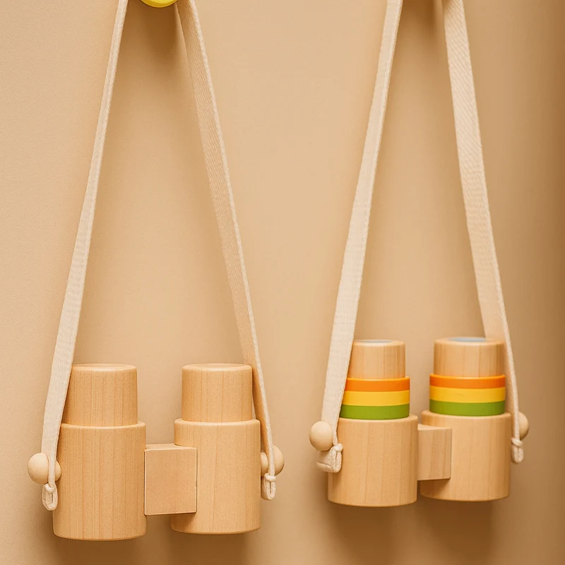 Jumelles Enfant en Bois naturel - Jeux Montessori pour Balades en Nature - 18 mois - 6 ans