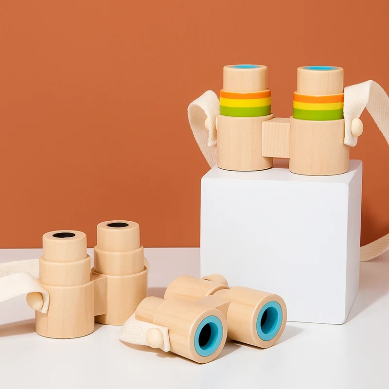 Jumelles Enfant en Bois naturel - Jeux Montessori pour Balades en Nature - 18 mois - 6 ans
