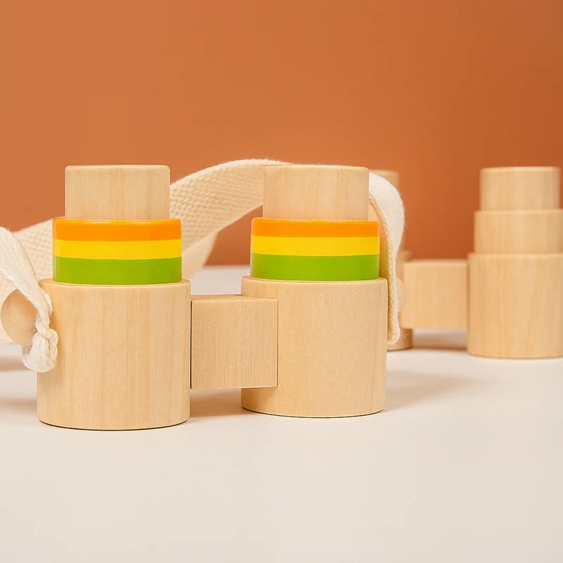 Jumelles Enfant en Bois naturel - Jeux Montessori pour Balades en Nature - 18 mois - 6 ans