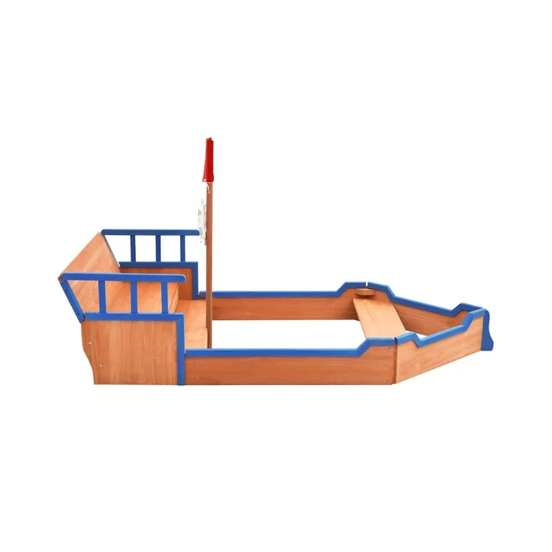 Bac à sable bateau pirate en bois 190x94.5 cm – Jeu extérieur créatif 3-9 ans