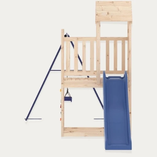 Aire de jeux extérieur en bois pour enfant 3-8 ans – Balançoire + Toboggan + Mur d’escalade - Livraison Rapide