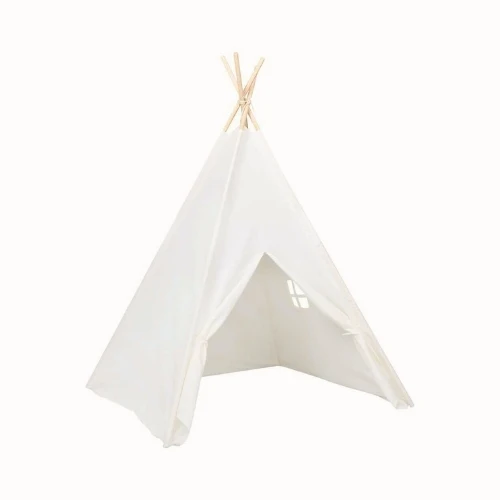 Tipi enfant Montessori en bois blanc avec fenêtre et sac - Tente chambre 3-7 ans