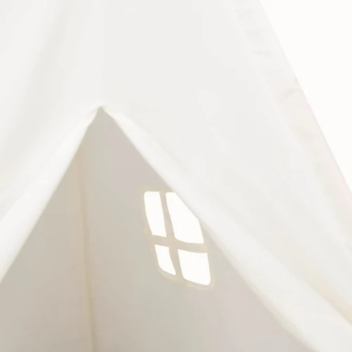 Tipi enfant Montessori en bois blanc avec fenêtre et sac - Tente chambre 3-7 ans