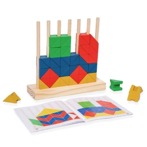 Jeu Montessori en Bois 3-7 ans – Blocs de Construction Arc-en-Ciel – Jeu Logique Enfant