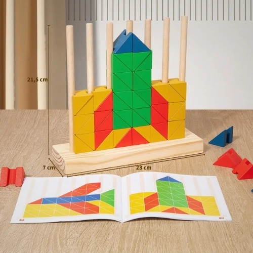 Jeu Montessori en Bois 3-7 ans – Blocs de Construction Arc-en-Ciel – Jeu Logique Enfant
