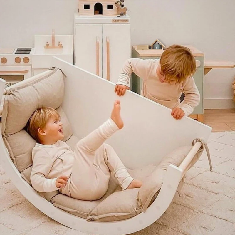 Arche d'Escalade Montessori 6-en-1 en Bois – Bascule, Bureau & Table d'Activités – 12 mois à 8 ans