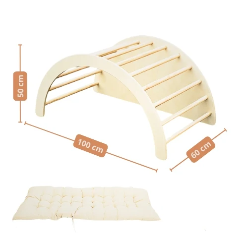 Arche d'Escalade Montessori 6-en-1 en Bois – Bascule, Bureau & Table d'Activités – 12 mois à 8 ans