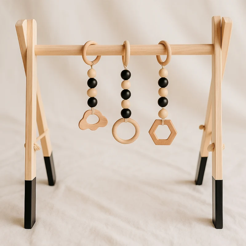 Arche d'Éveil Nordique Bébé 0-12 mois en Bois | Baby Gym Pliable | Pratique et Facile