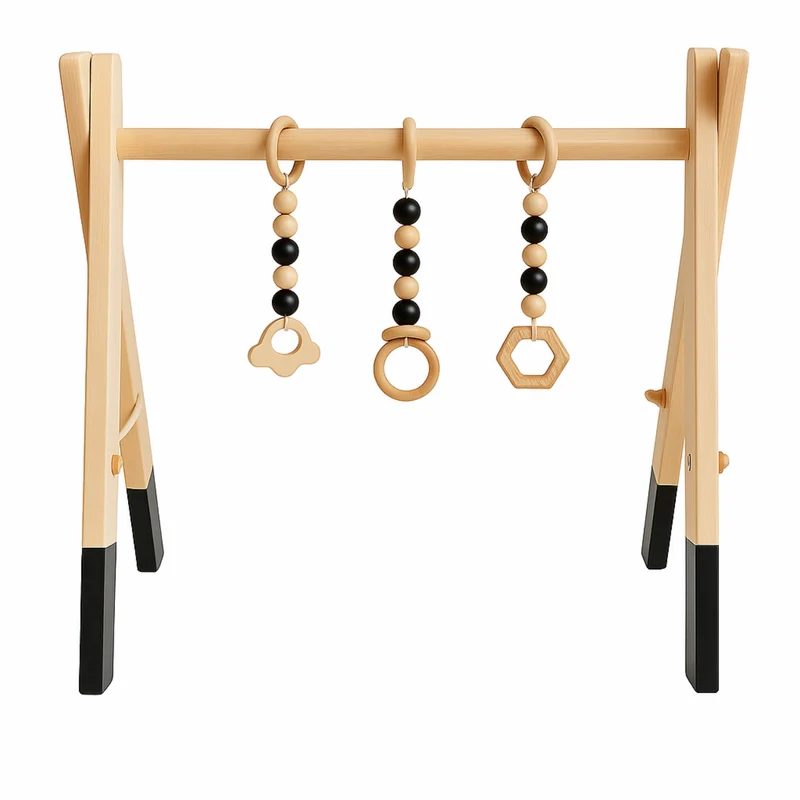 Arche d'Éveil Nordique Bébé 0-12 mois en Bois | Baby Gym Pliable | Pratique et Facile