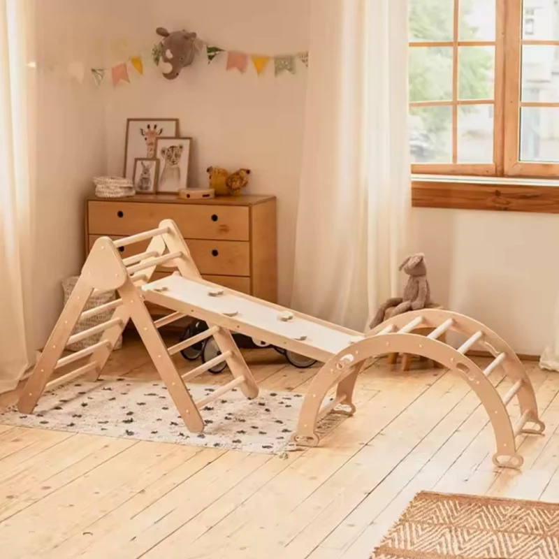 7-en-1 Triangle Pikler, Arche Montessori & Rampe d'escalade (Grand) - Aire de Jeux Intérieur - Motricité & Eveil 1 an - 5 ans