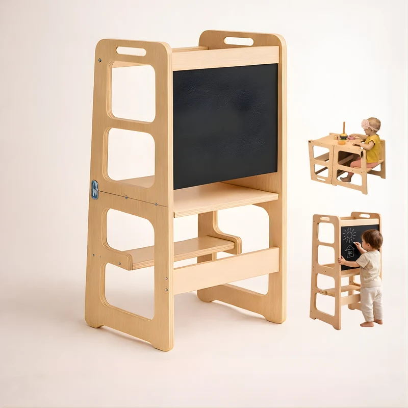 Tour d'observation 3 en 1 - Pliable en Table d'activités - Tableau dessin - Montessori Enfant 18 mois-5 ans