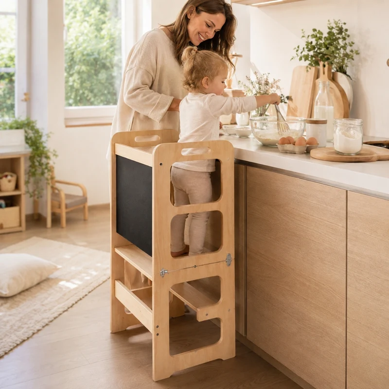 Tour d'observation 3 en 1 - Pliable en Table d'activités - Tableau dessin - Montessori Enfant 18 mois-5 ans