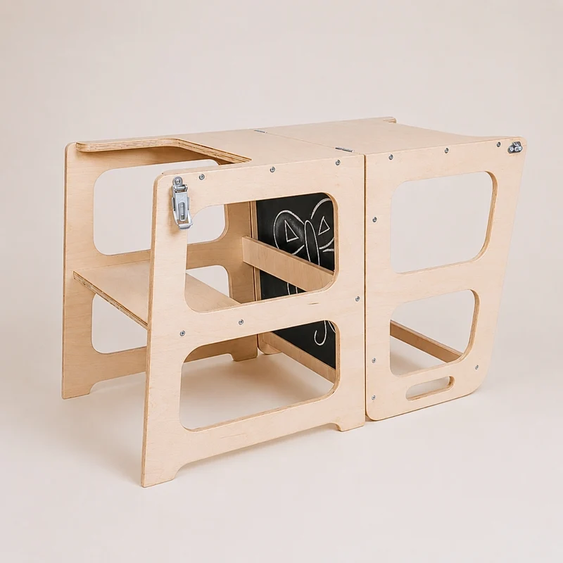 Tour d'observation 3 en 1 - Pliable en Table d'activités - Tableau dessin - Montessori Enfant 18 mois-5 ans