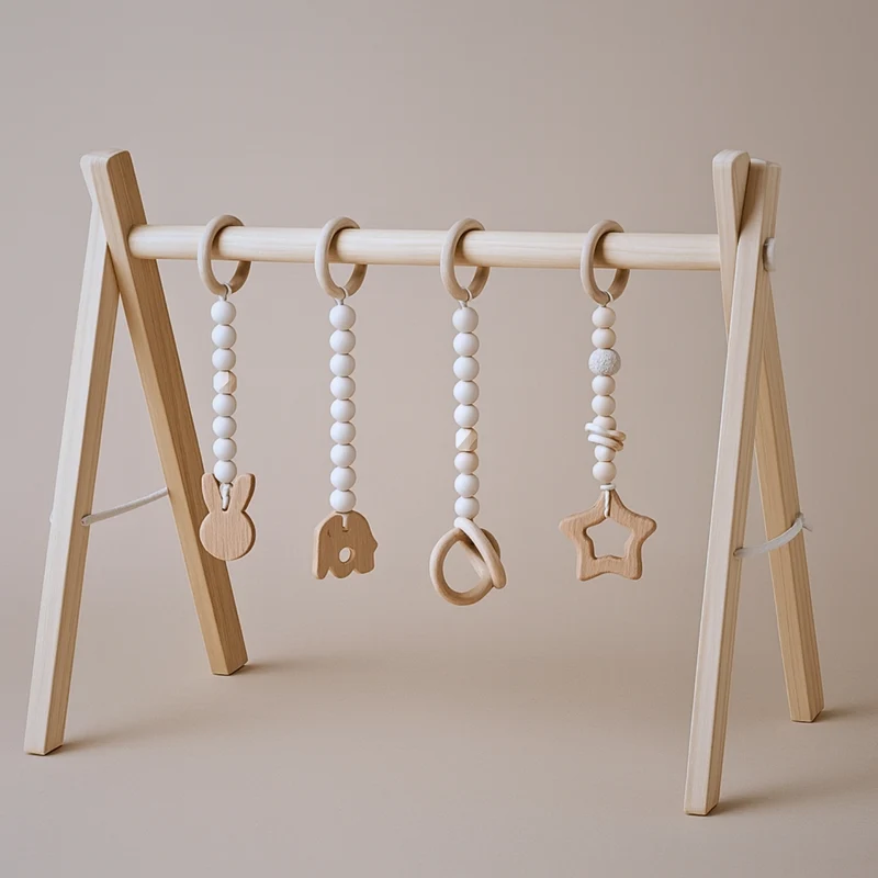 Arche d'Éveil Bébé 0-12 mois en Bois | Baby Gym Pliable | Pratique et Facile à installer