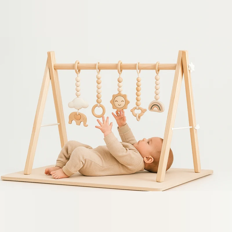 Arche d'Éveil Bébé 0-12 mois en Bois | Baby Gym Pliable | Pratique et Facile à installer