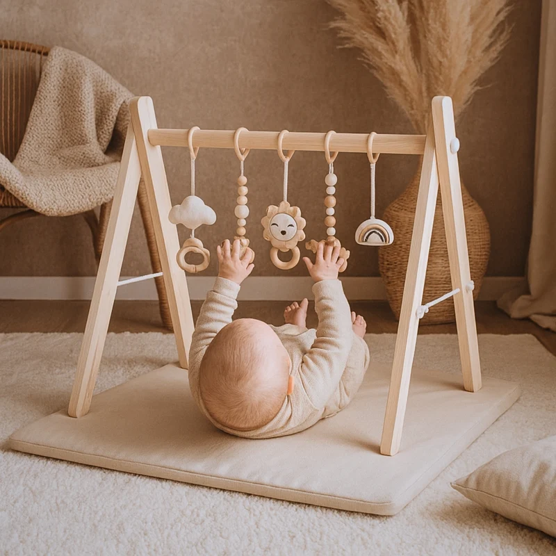 Arche d'Éveil Bébé 0-12 mois en Bois | Baby Gym Pliable | Pratique et Facile à installer