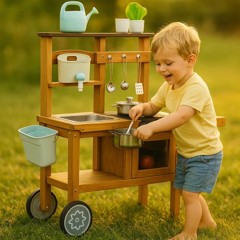 Cuisine en bois enfant 2-5 ans - Mud Kitchen 4 saisons intérieur / extérieur- Aire de Jeux Montessori
