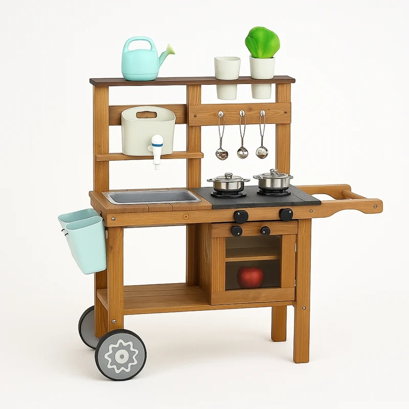 Cuisine en bois enfant 2-5 ans - Mud Kitchen 4 saisons intérieur / extérieur- Aire de Jeux Montessori