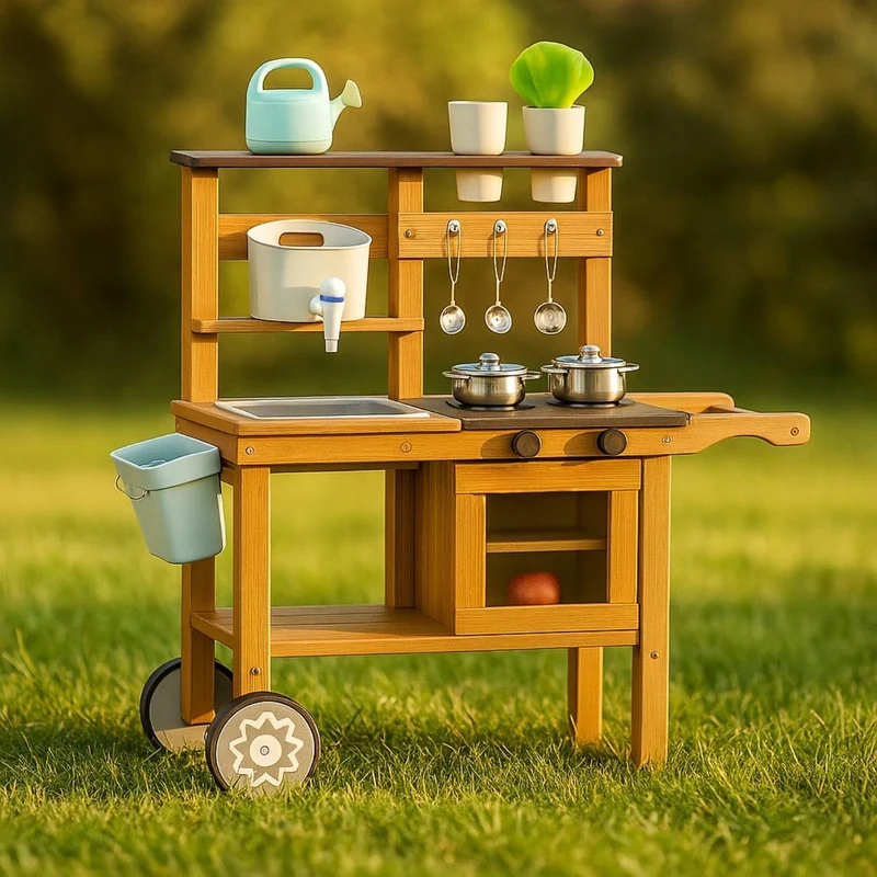 Cuisine en bois enfant 2-5 ans - Mud Kitchen 4 saisons intérieur / extérieur- Aire de Jeux Montessori