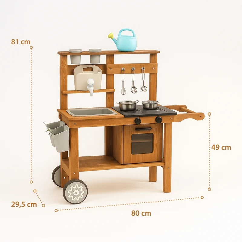 Cuisine en bois enfant 2-5 ans - Mud Kitchen 4 saisons intérieur / extérieur- Aire de Jeux Montessori
