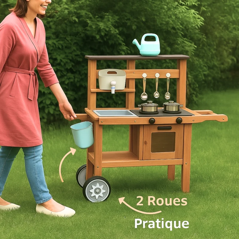 Cuisine en bois enfant 2-5 ans - Mud Kitchen 4 saisons intérieur / extérieur- Aire de Jeux Montessori