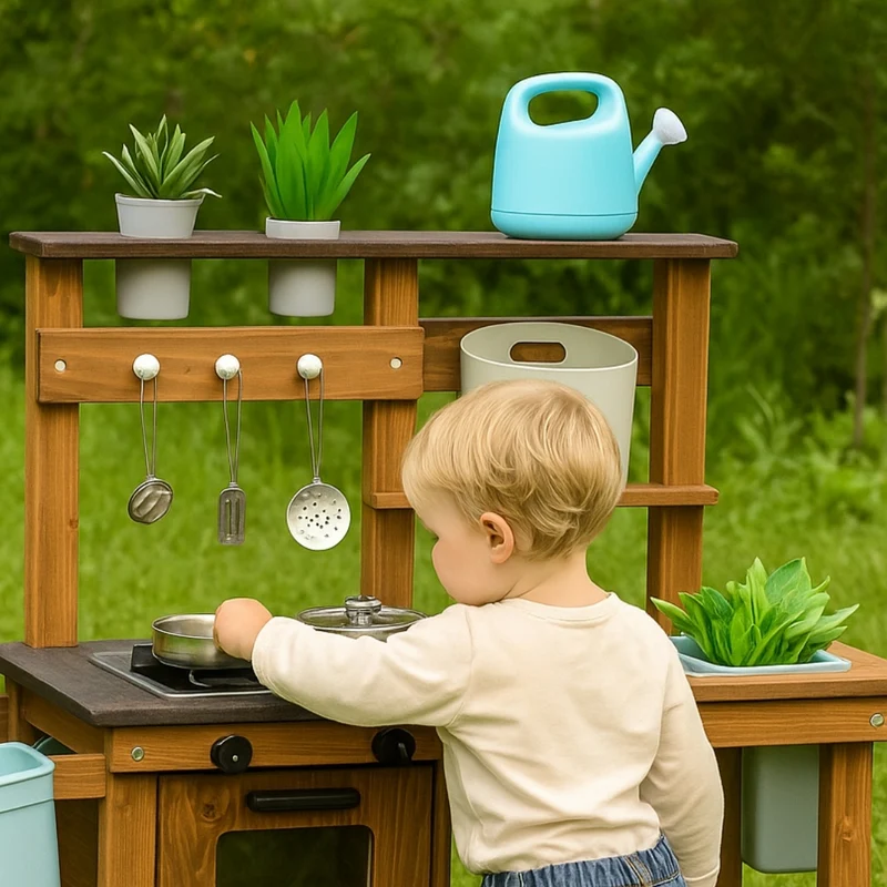 Cuisine en bois enfant 2-5 ans - Mud Kitchen 4 saisons intérieur / extérieur- Aire de Jeux Montessori