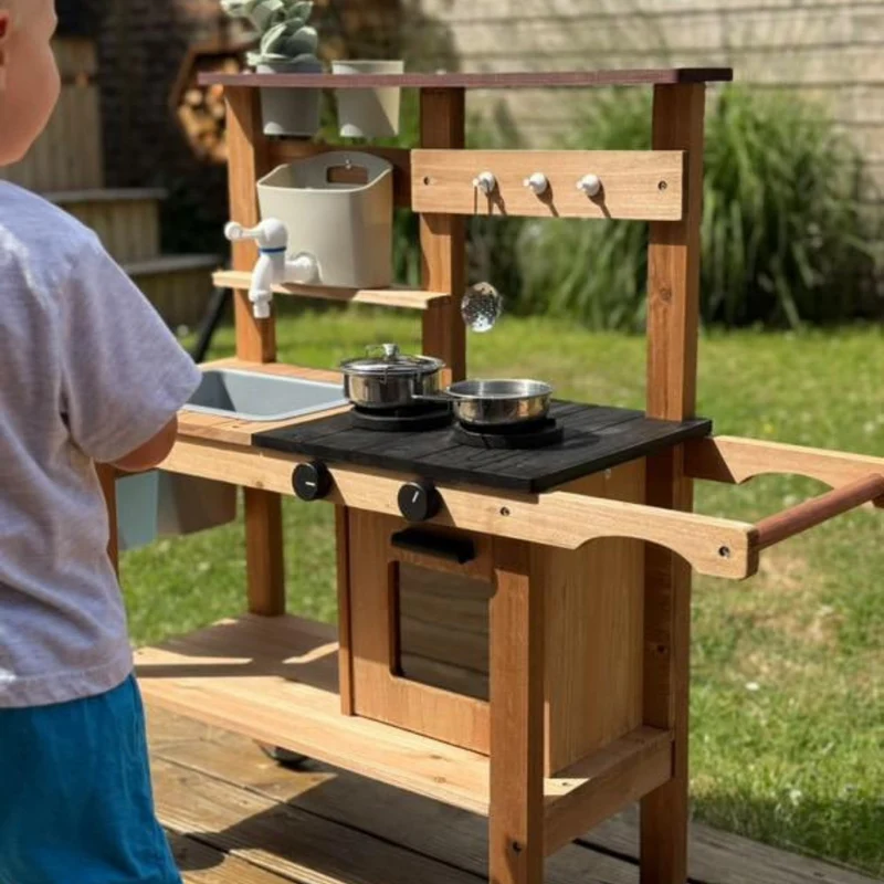 Cuisine en bois enfant 2-5 ans - Mud Kitchen 4 saisons intérieur / extérieur- Aire de Jeux Montessori