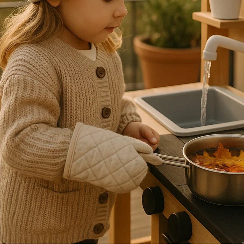 Cuisine en bois enfant 2-5 ans - Mud Kitchen 4 saisons intérieur / extérieur- Aire de Jeux Montessori