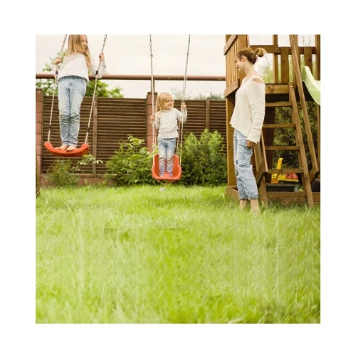 Aire de jeux enfant Montessori - 3 en 1 Balançoire, Toboggan, Cabane en bois modulable