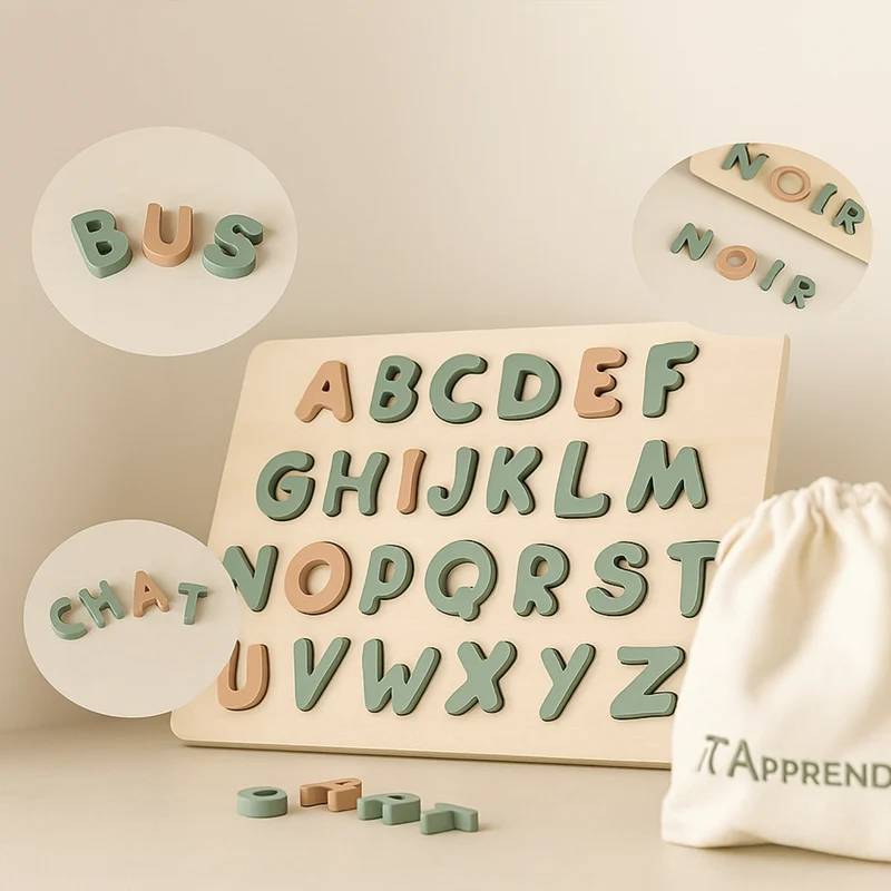 Kit Éducatif Montessori - Maternelles 123 ABC – Jeux Alphabet, Chiffres & Motricité bois| Enfants 3-6 ans