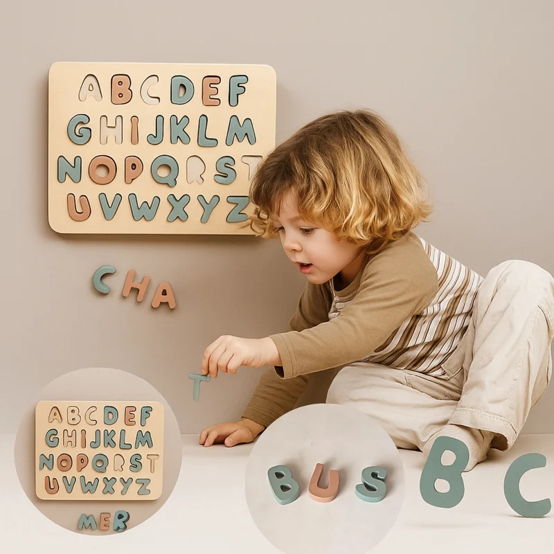 Kit Éducatif Montessori - Maternelles 123 ABC – Jeux Alphabet, Chiffres & Motricité bois| Enfants 3-6 ans
