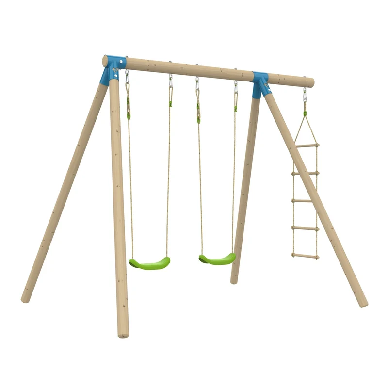 Portique 2 balançoires avec échelle corde - bois PEFC™ - H224 cm - BALANDIER