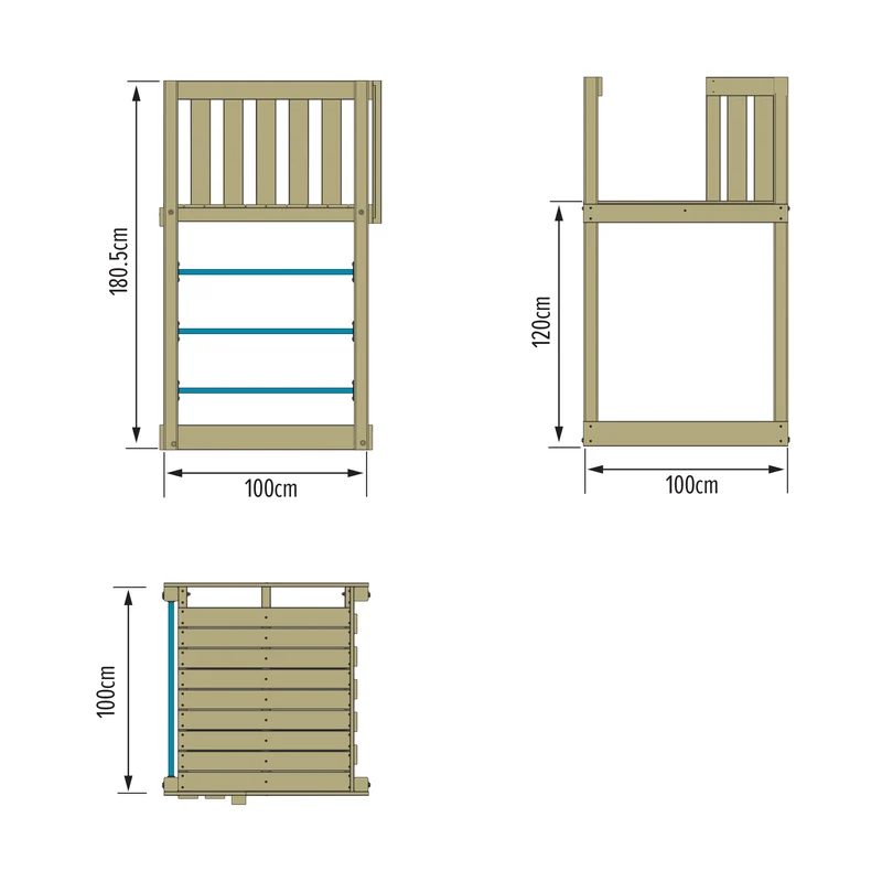Plateforme 120 cm avec échelle à barreaux en métal pour aire de jeux SKYWOOD en bois FSC®